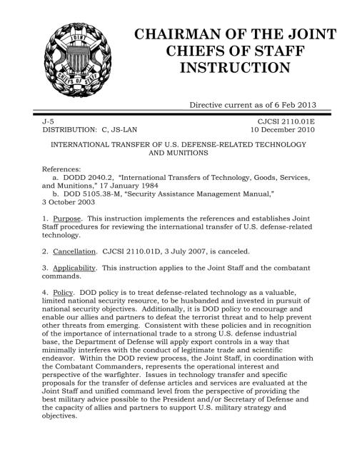 CJCSI 2110.01E 美国国防相关技术和弹药的国际转让.pdf