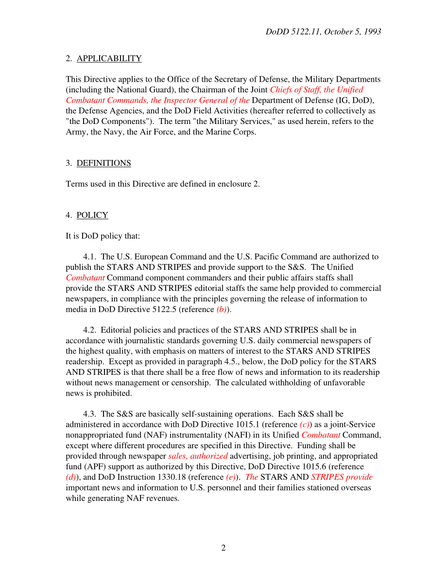 DoDD 5122.11 星条旗（S&S）报纸和业务运营.pdf_第2页