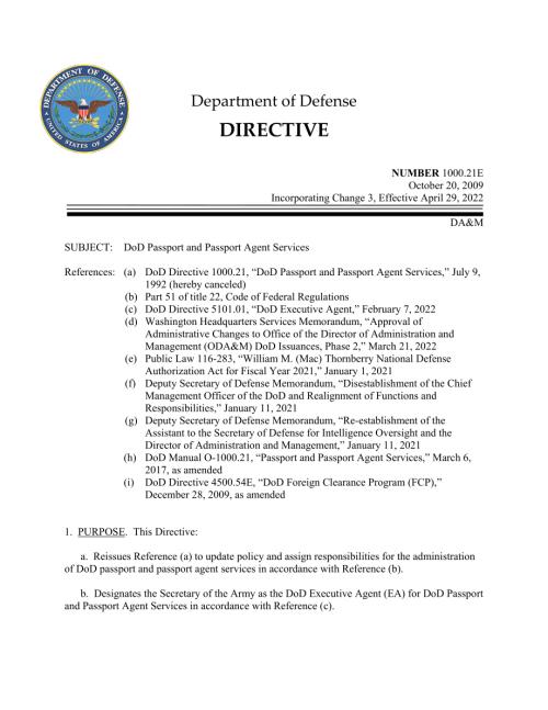 DoDD 1000.21E 国防部护照和护照代理服务.pdf