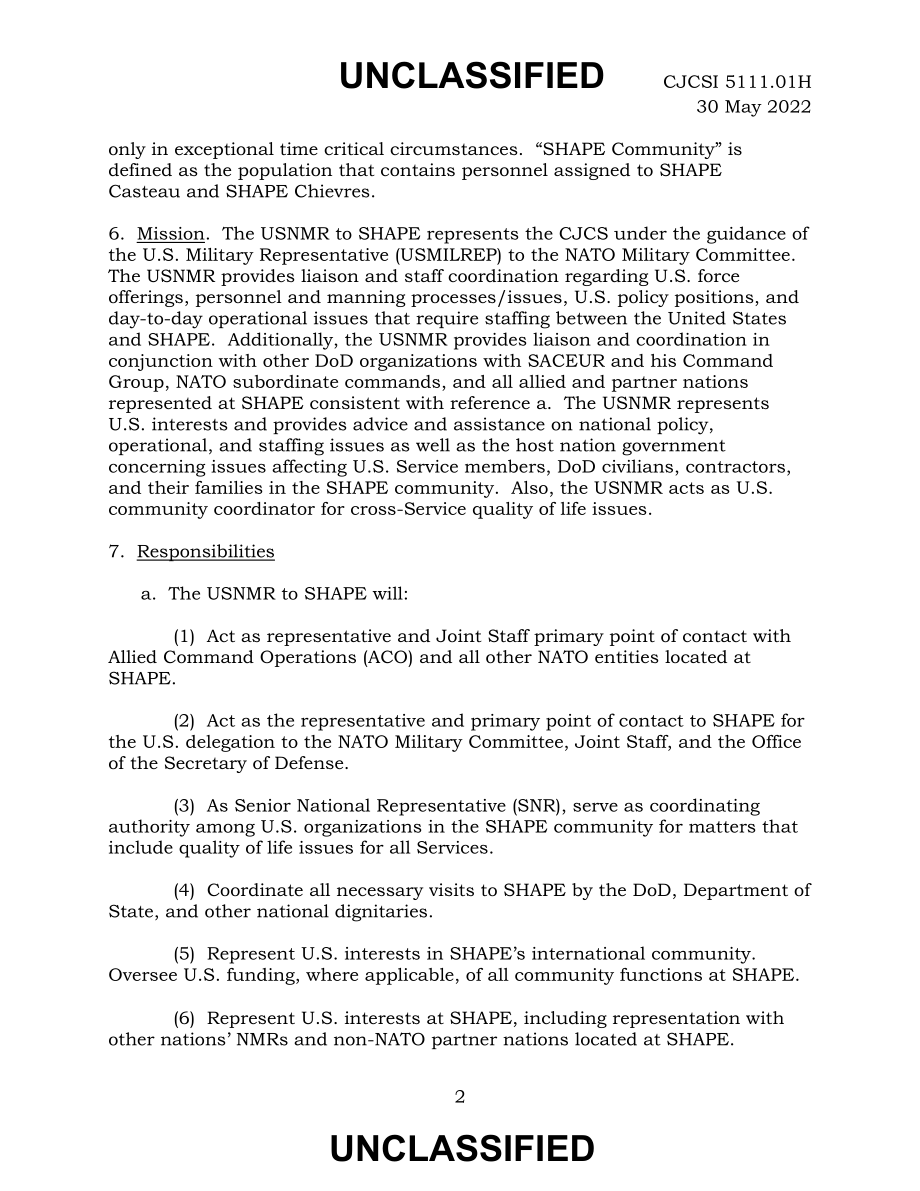 CJCSI 5111.01H 美国驻盟国欧洲最高总部国家军事代表宪章.pdf_第2页