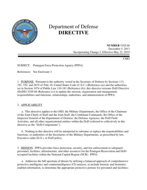 DoDD 5105.68 五角大楼部队保护局（PFPA）.pdf
