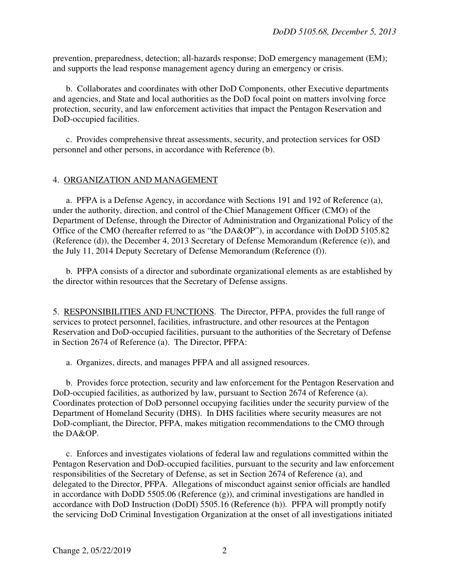 DoDD 5105.68 五角大楼部队保护局（PFPA）.pdf_第2页