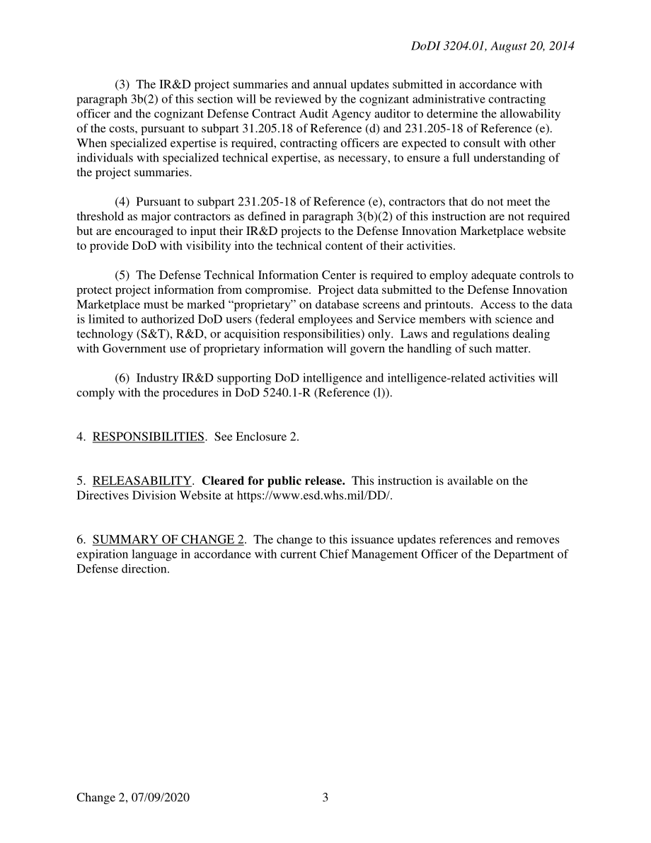 DoDI 3204.01 国防部独立研发监督政策（IR&D）.pdf_第3页