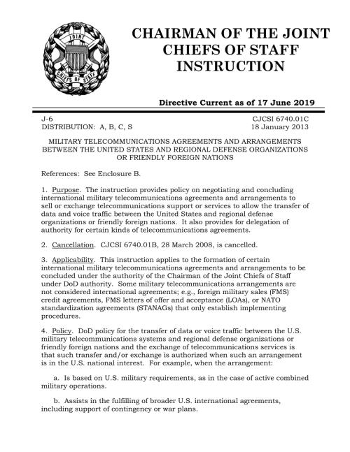 CJCSI 6740.01C 美国与区域防御组织或友好外国之间的军事电信协定和安排.pdf