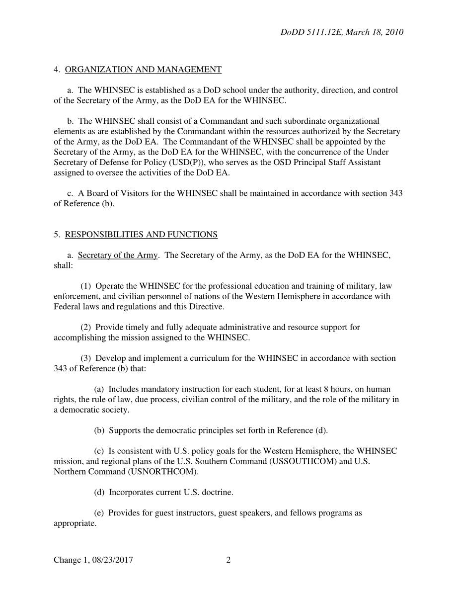 DoDD 5111.12E 西半球安全合作研究所（WHINSEC）.pdf_第2页