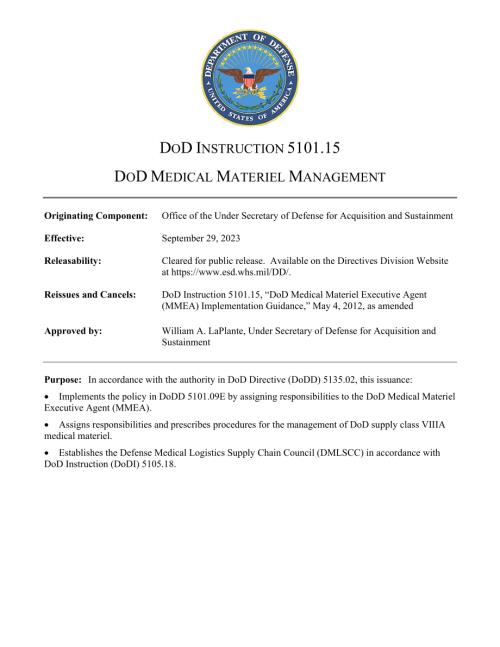 DoDI 5101.15 国防部医疗物资管理.pdf