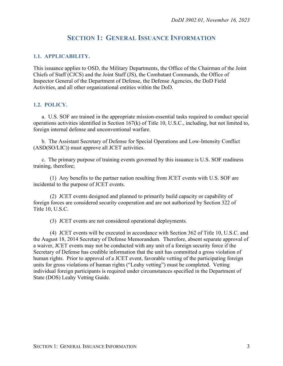 DoDI 3902.01 特种作战部队联合交流训练计划.pdf_第3页