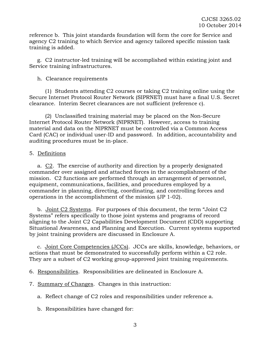 CJCSI 3265.02  联合指挥和控制系统训练管理.pdf_第3页