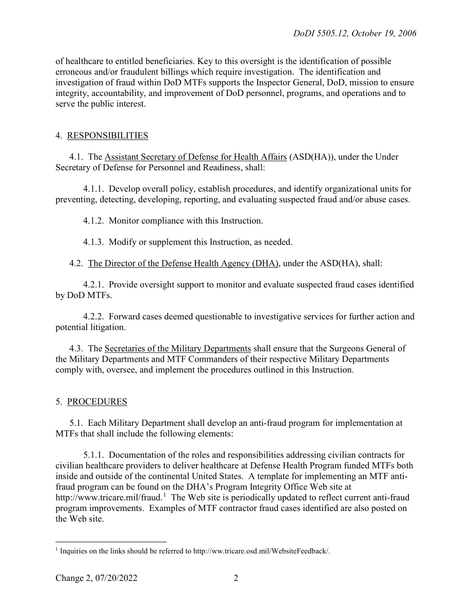 DoDI 5505.12 军事处理设施（MTFs）的反欺诈计划.pdf_第2页