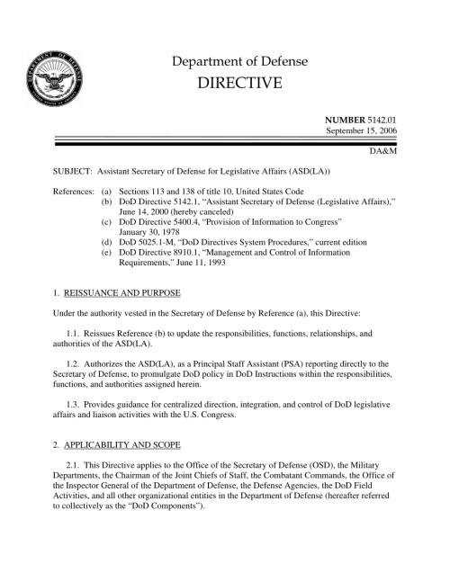 DoDD 5142.01 助理国防部长（立法事务）（助理LA）.pdf