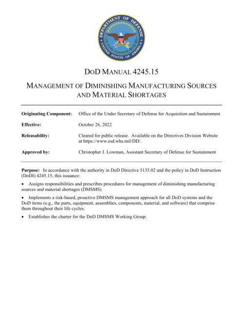 DoDM 4245.15 制造业资源减少与材料短缺的管理.pdf