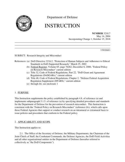DoDI 3210.07 研究诚信和不当行为.pdf
