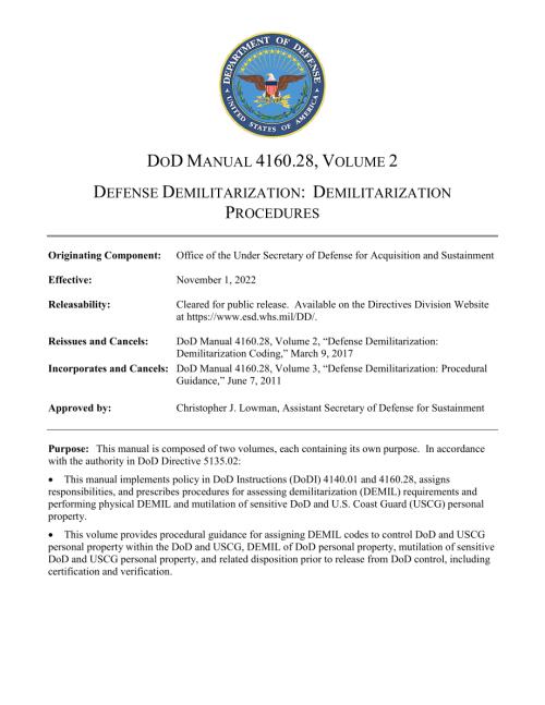 DoDM 4160.28 Volume 2 国防非军事化：非军事化程序.pdf