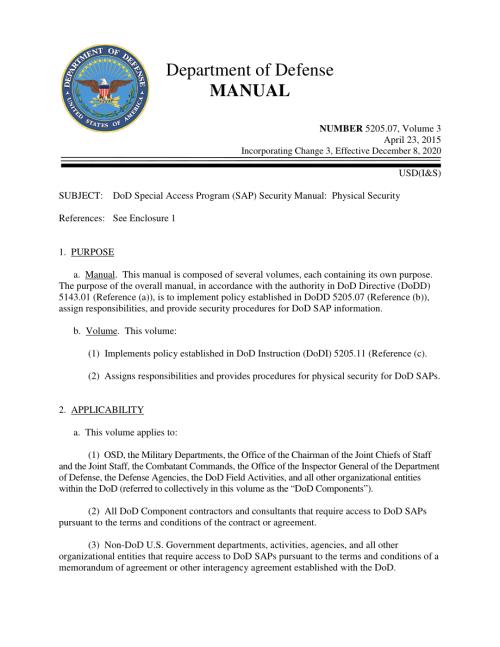 DoDM 5205.07 Volume 3 国防部特殊访问计划（SAP）安全手册：物理安全.pdf