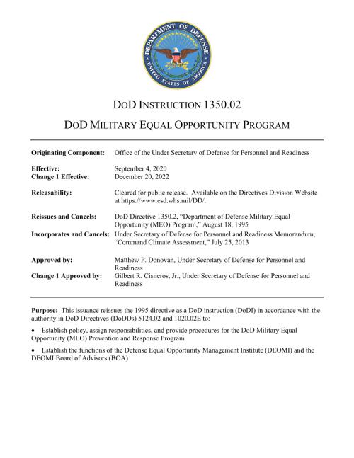 DoDI 1350.02 国防部军事平等机会计划.pdf