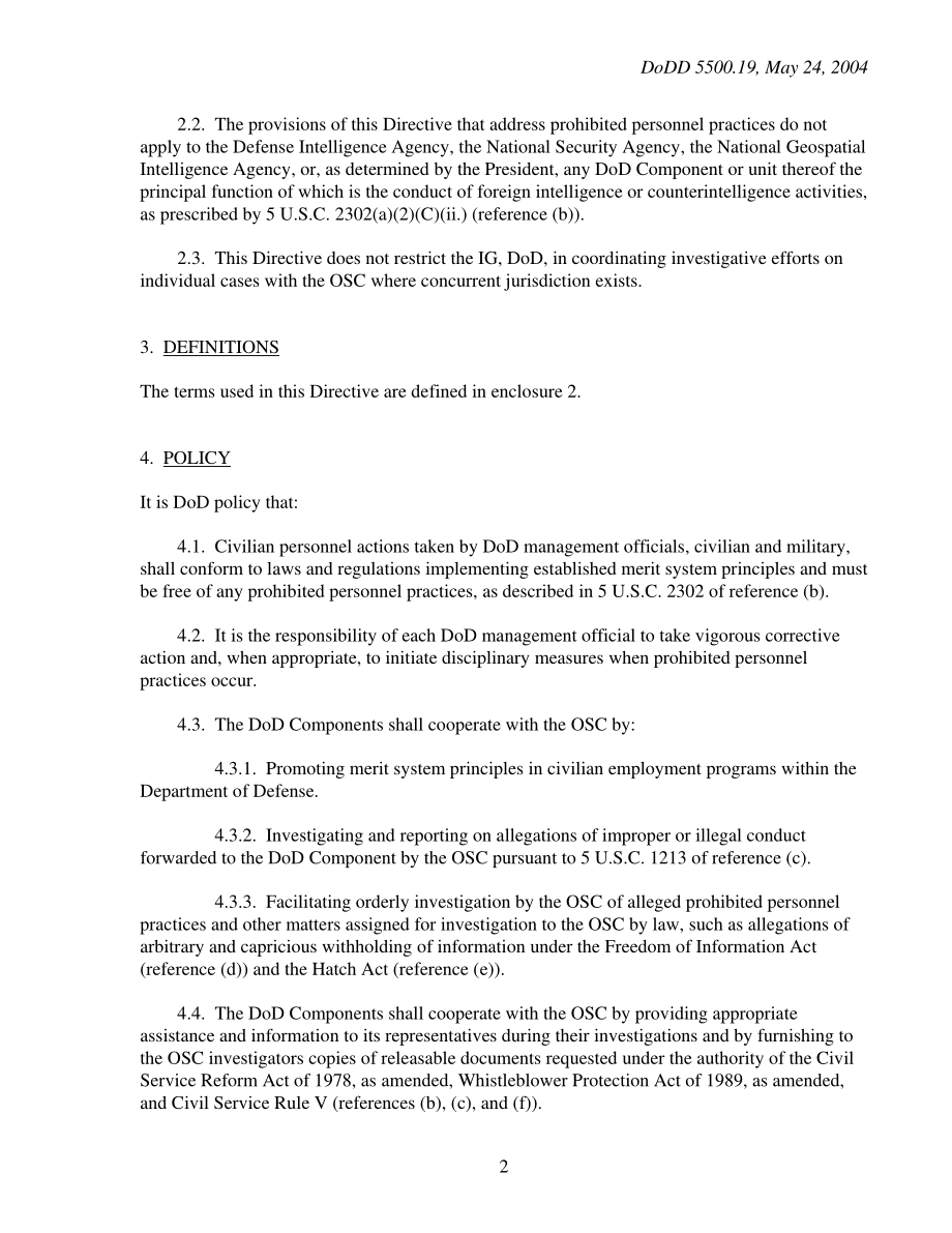 DoDD 5500.19 与美国特别顾问办公室（OSC）的合作.pdf_第2页