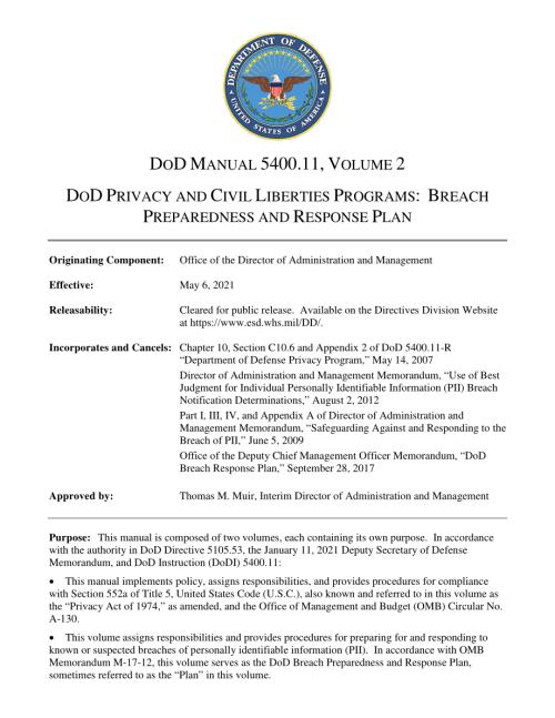 DoDM 5400.11Volume 2 国防部隐私和公民自由计划：违规准备和响应计划.pdf