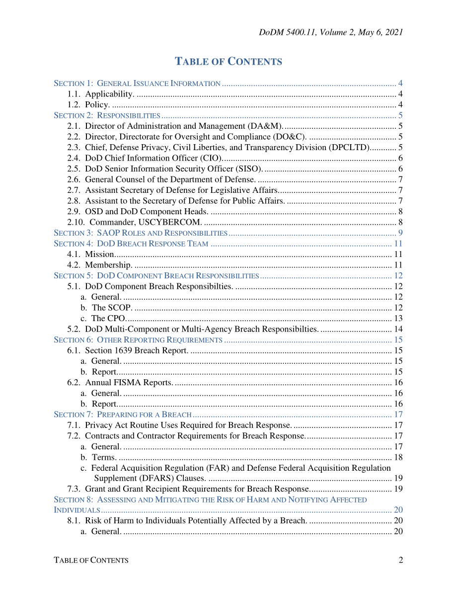 DoDM 5400.11Volume 2 国防部隐私和公民自由计划：违规准备和响应计划.pdf_第2页