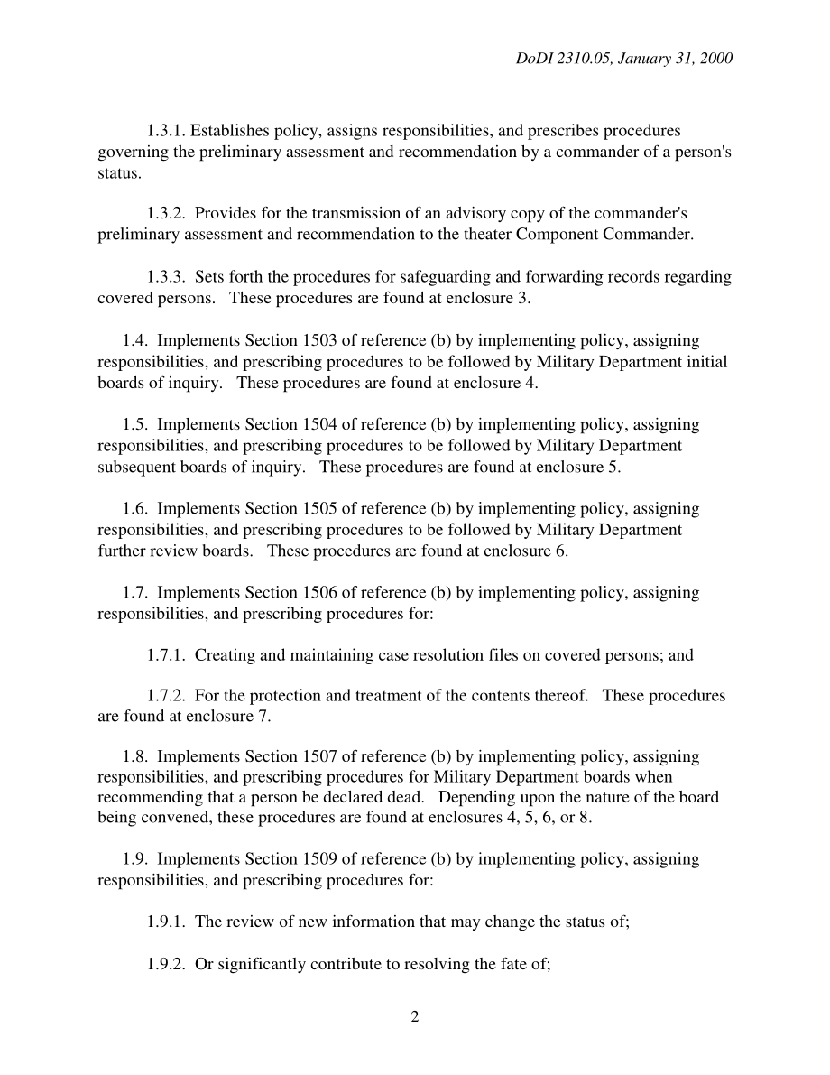 DoDI 2310.05 失踪人员会计-调查委员会.pdf_第2页