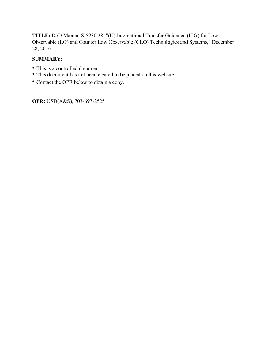 DoDM S-5230.28 低可观测（LO）和反低可观测（CLO）程序的策略.pdf_第1页
