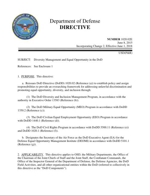 DoDD 1020.02E 国防部的多元化管理和平等机会.pdf