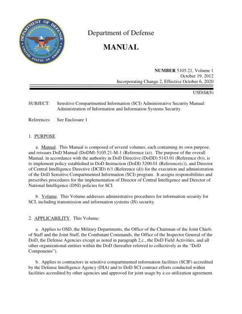 DoDM 5105.21Volume 1 敏感分隔信息（SCI）行政安全手册：信息管理和信息系统安全.pdf