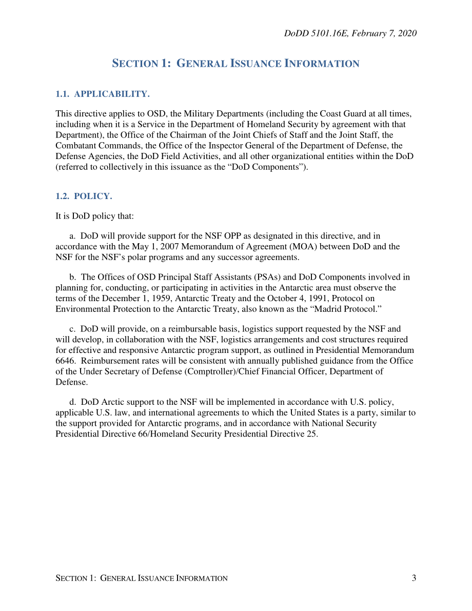 DoDD 5101.16E 国防部执行代理（EA）支持国家科学基金会（NSF）极地计划办公室（OPP）.pdf_第3页