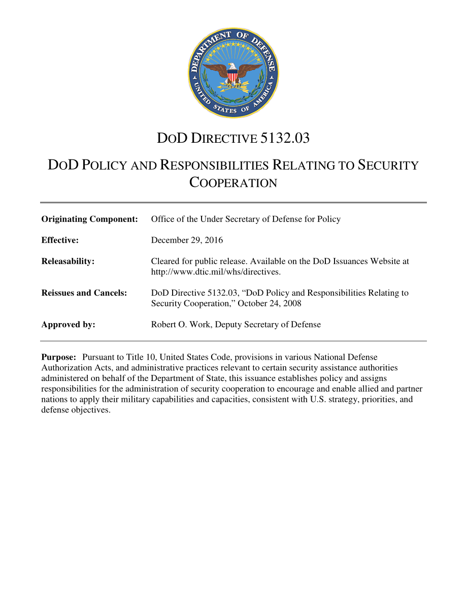 DoDD 5132.03 国防部有关安全合作的政策和责任.pdf_第1页