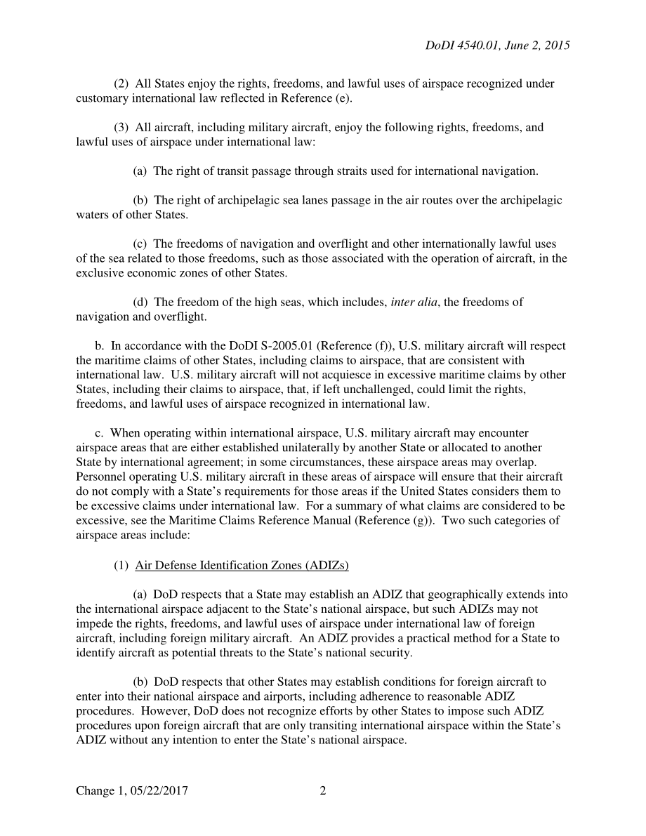 DoDI 4540.01 美国军用飞机使用国际空域以及导弹和射弹发射.pdf_第2页