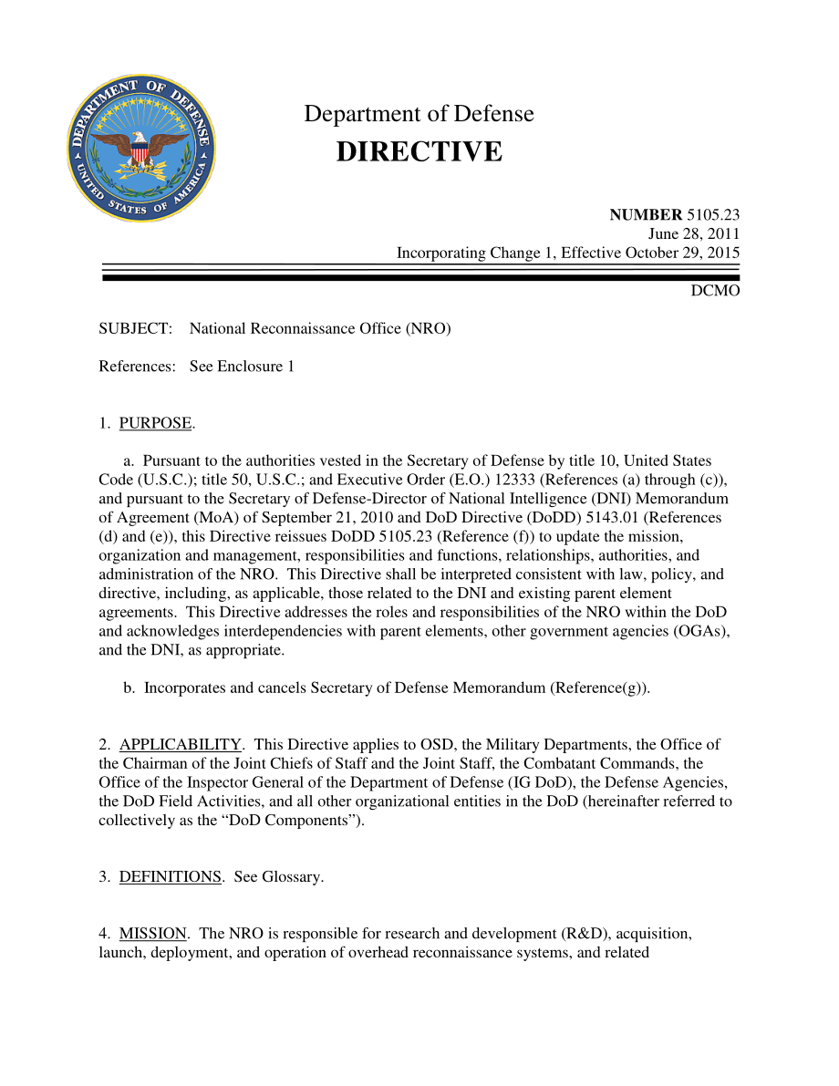DoDD 5105.23 国家侦察局（NRO）.pdf_第1页
