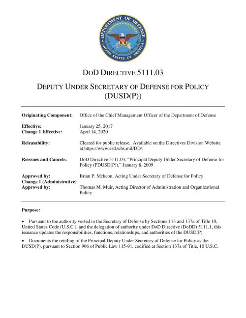 DoDD 5111.03 国防部政策副部长（DUSD（P））.pdf