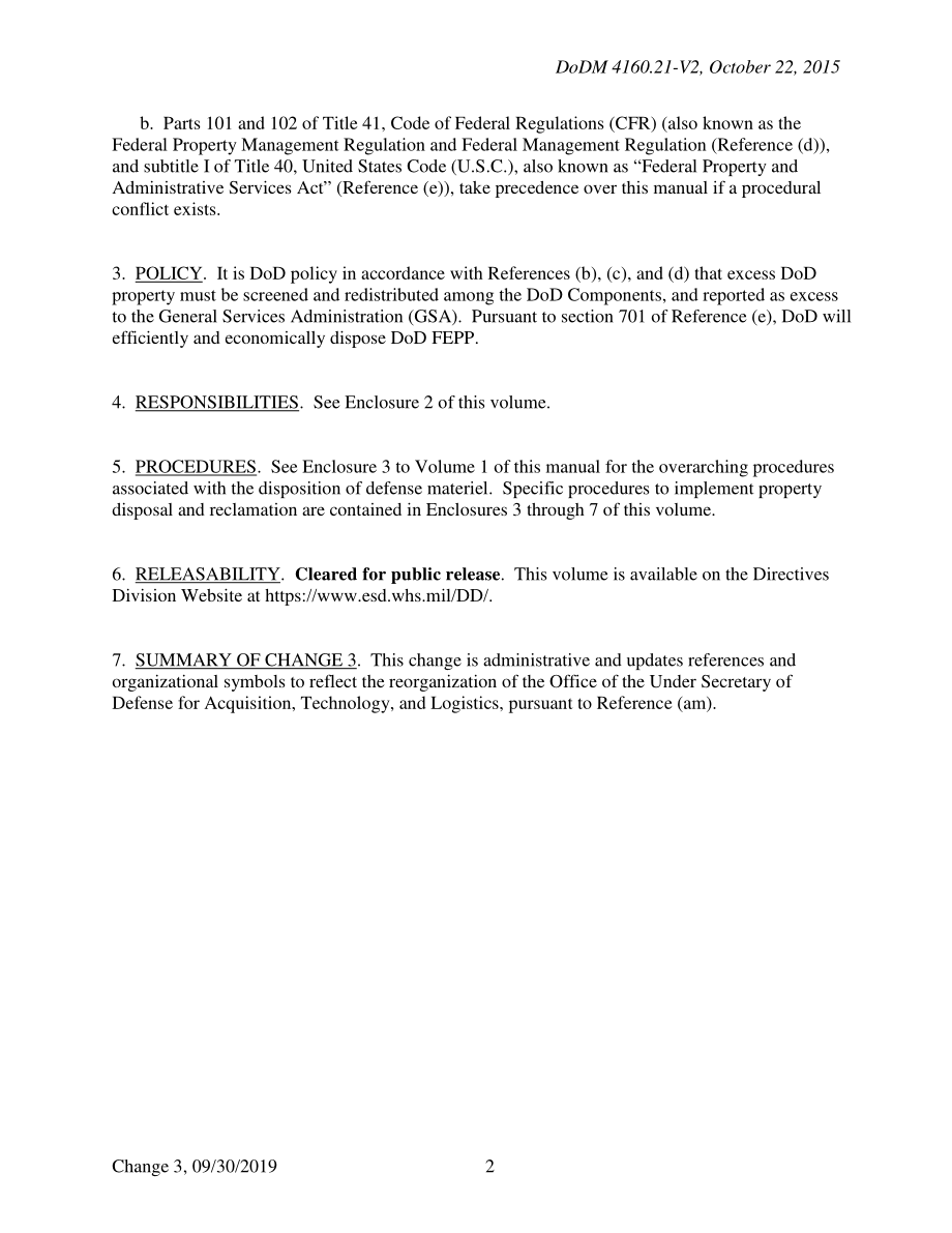 DoDM 4160.21 Volume 2 国防物资处置：财产处置和回收.pdf_第2页