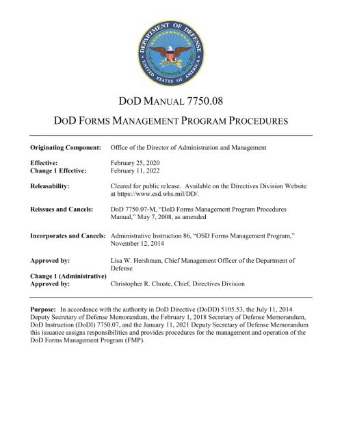 DoDM 7750.08 国防部表格管理计划程序.pdf