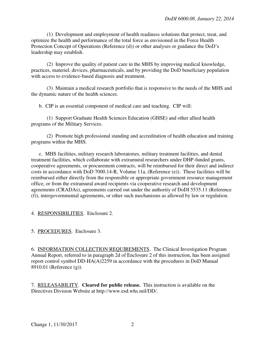 DoDI 6000.08 国防健康计划研究和临床调查计划.pdf_第2页