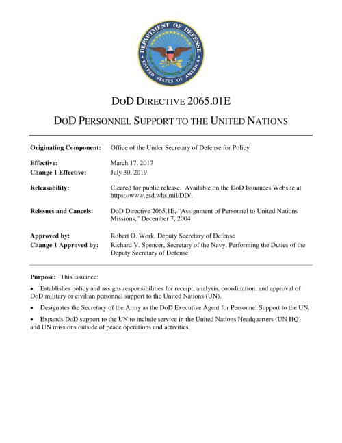 DoDD 2065.01E 国防部对联合国的人事支持.pdf