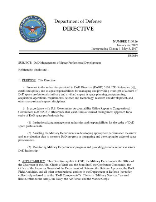 DoDD 3100.16 美国国防部太空专业发展管理.pdf