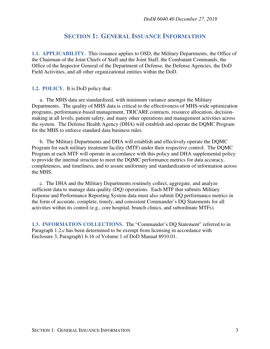 DoDI 6040.40 军事卫生系统（MHS）数据质量管理控制（DQMC）计划.pdf_第3页