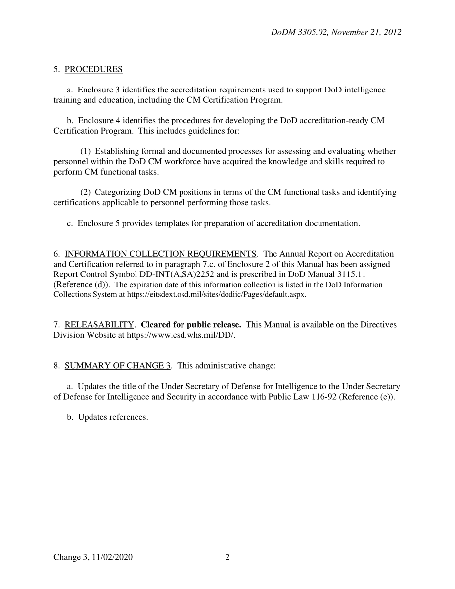 DoDM 3305.02 国防部收集管理（CM）认可和认证.pdf_第2页