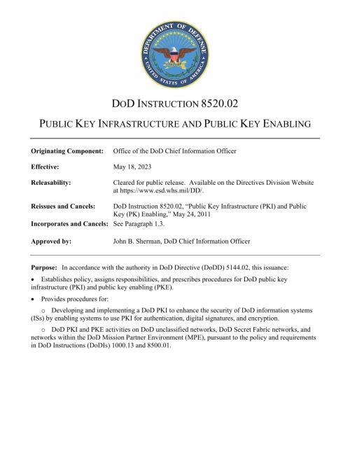 DoDI 8520.02 公钥基础设施和公钥启用.pdf