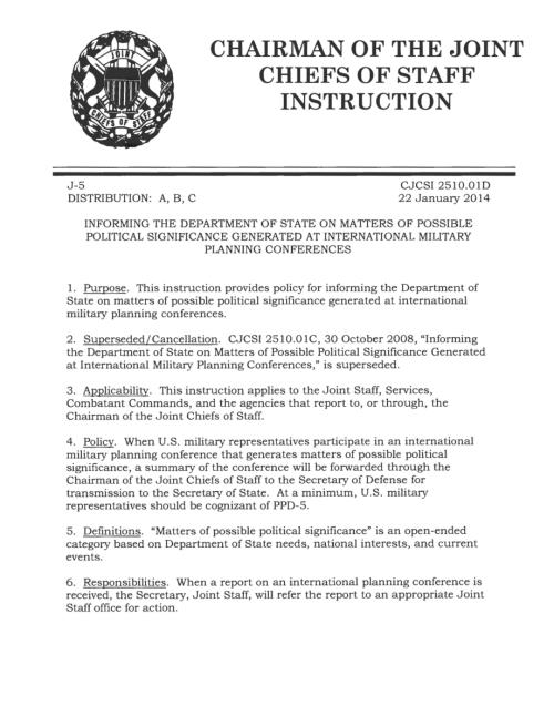 CJCSI 2510.01D 向国务院通报在国际军事规划会议上产生的可能具有政治意义的事项.pdf