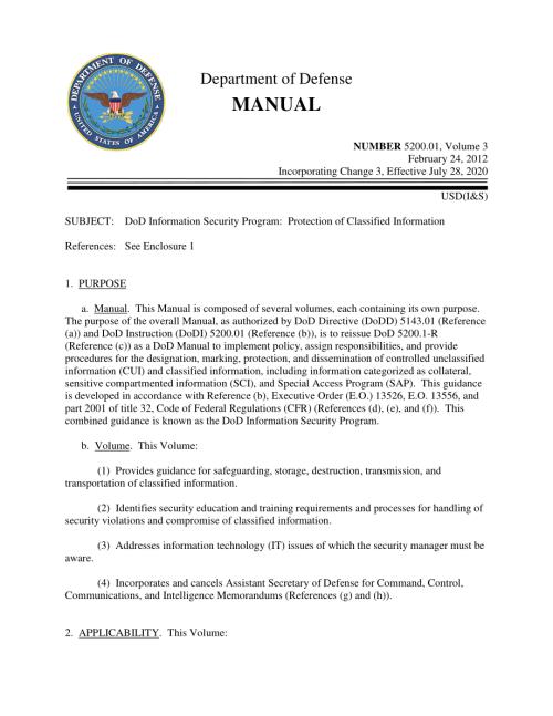 DoDM 5200.01 Volume 3 国防部信息安全计划：保护机密信息.pdf