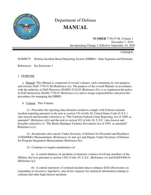 DoD 7730.47-M Volume 1 基于国防事件的报告系统（DIBRS）：数据段和元素.pdf