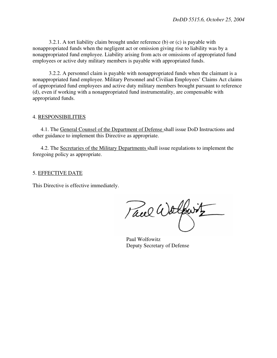 DoDD 5515.06 处理因非拨款基金活动而产生的索赔.pdf_第2页