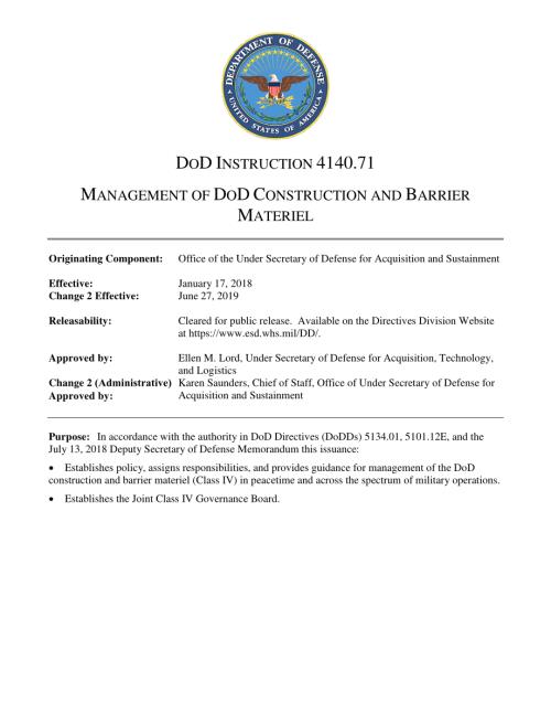 DoDI 4140.71 国防部建设和屏障材料的管理.pdf