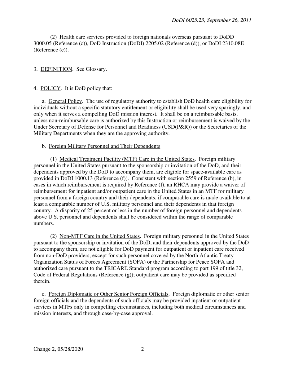 DoDI 6025.23 秘书指定人员（SECDES）计划下的医疗保健资格和相关特别授权.pdf_第2页