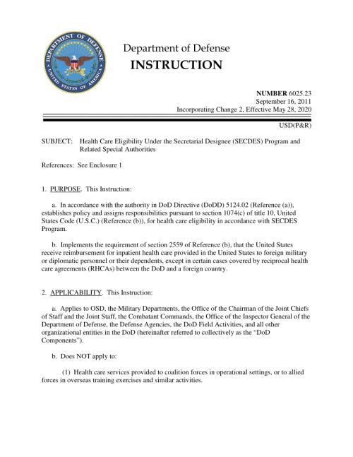 DoDI 6025.23 秘书指定人员（SECDES）计划下的医疗保健资格和相关特别授权.pdf
