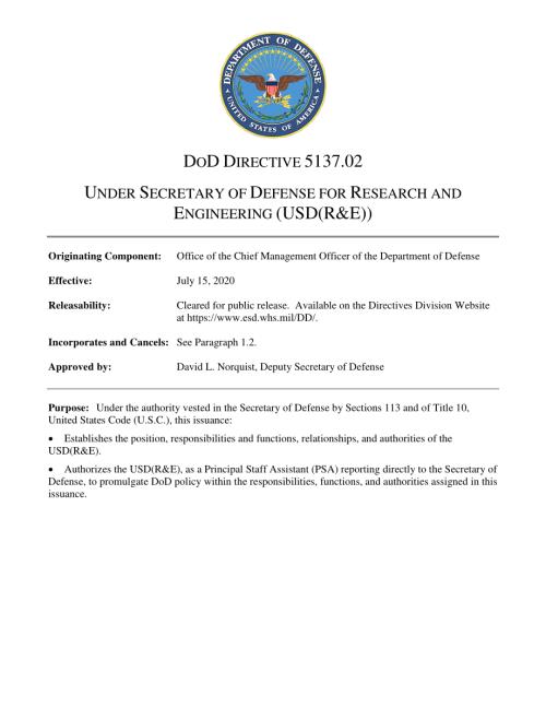 DoDD 5137.02 负责研究和工程的国防部副部长（USD（R&E））.pdf