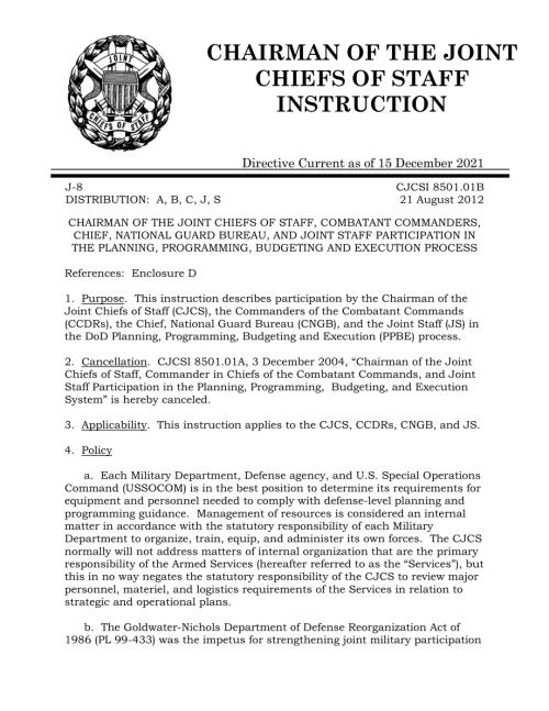 CJCSI 8501.01B 参谋长联席会议主席、作战指挥官、国民警卫队局长和参谋长参与规划、编程、预算和执行系统.pdf