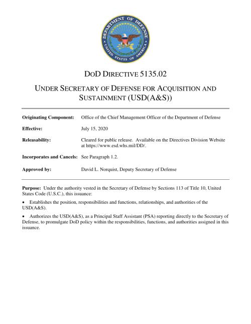 DoDD 5135.02 负责采购和维持的国防部副部长（USD（A&S））.pdf