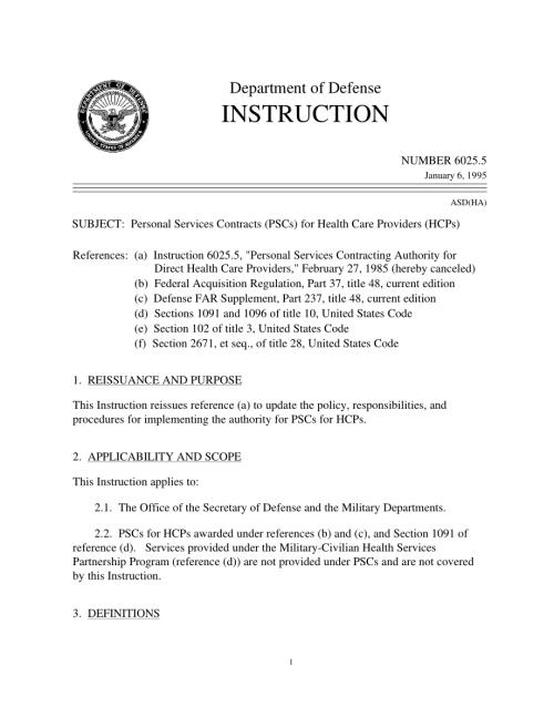 DoDI 6025.5 医疗保健提供者（HCP）的个人服务合同（PSC）.pdf